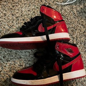Red black and white Jordan 1s high top